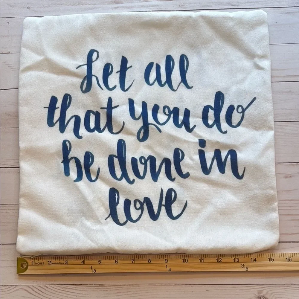 Inspirational Quote Pillow Cover Blue White Decor